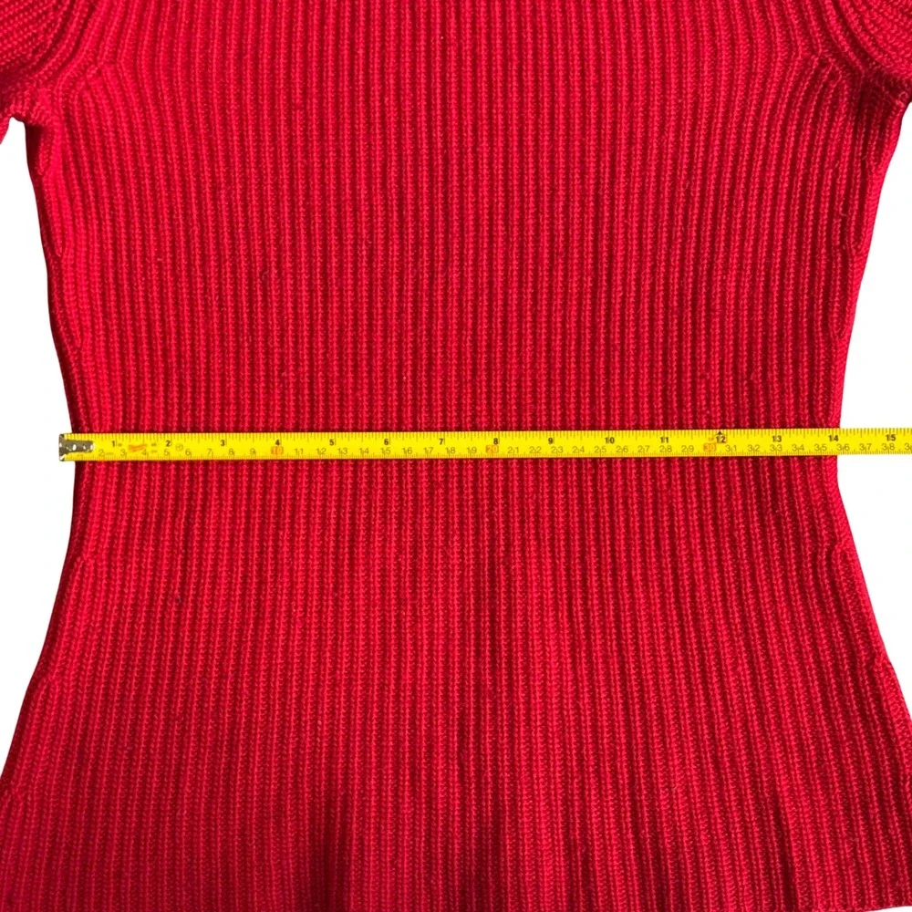Tory Burch Red Ribbed Knit Long Sleeve Crew Neck‎ Sweater Women's size XS/TP